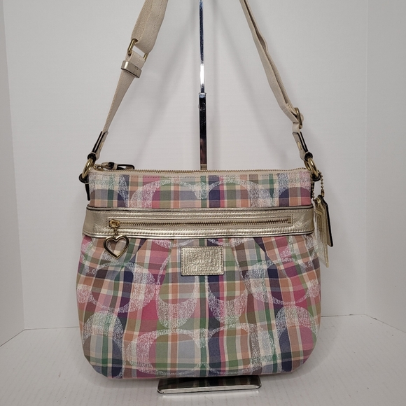 Coach Poppy Handbags - Coach Poppy Daisy Madras Pastel Tartan Plaid Crossbody M1280-F22146